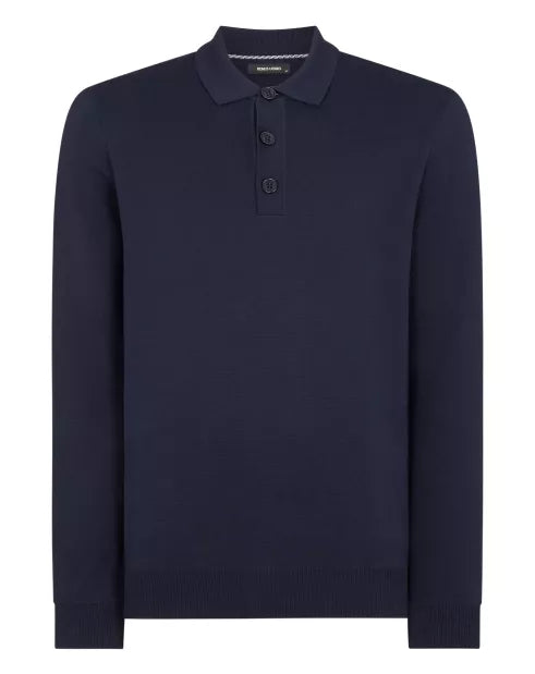 Remus Uomo Navy Cotton 3 Button Jumper