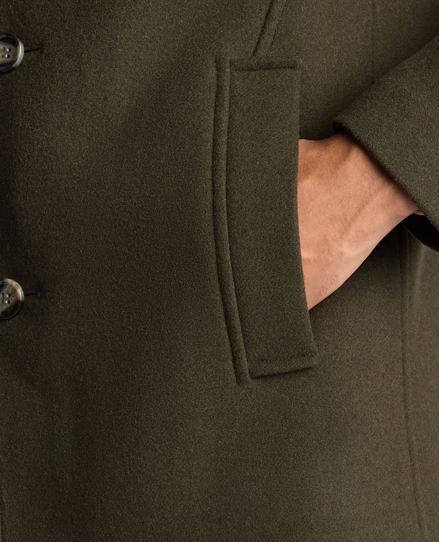 Tailored Fit Wool Blend Overcoat in Green