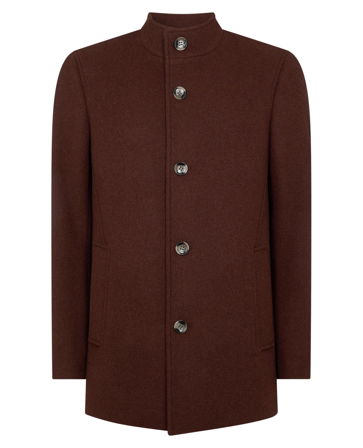 Tailored Fit Wool Blend Overcoat in Burgandy