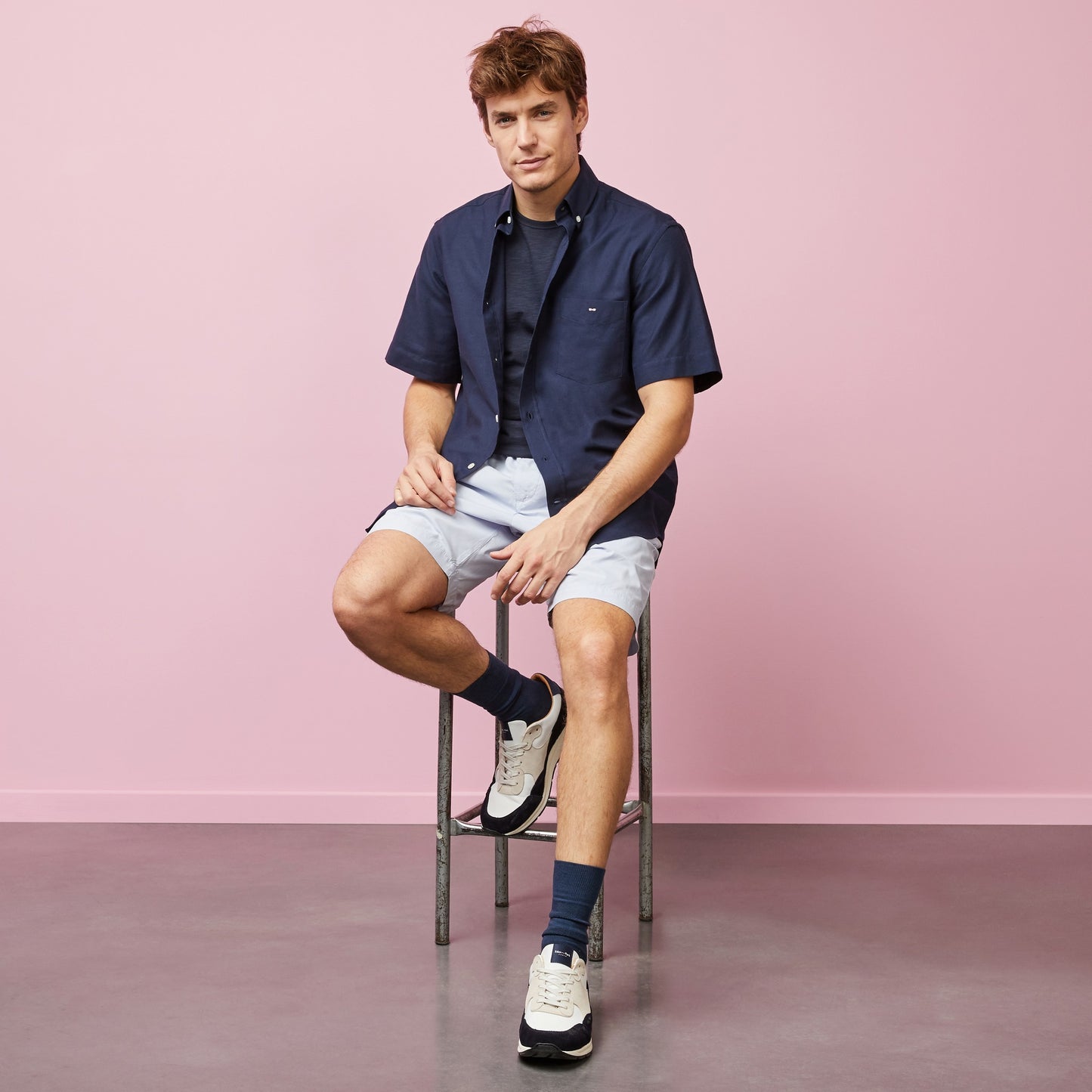 Eden Park Short Sleeve Navy Cotton Shirt