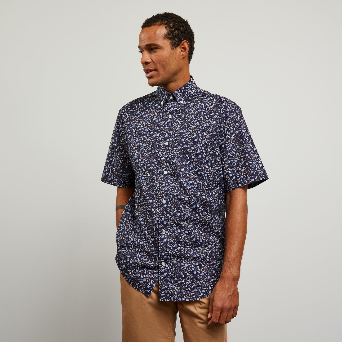 Eden Park Navy Short Sleeve Floral Shirt