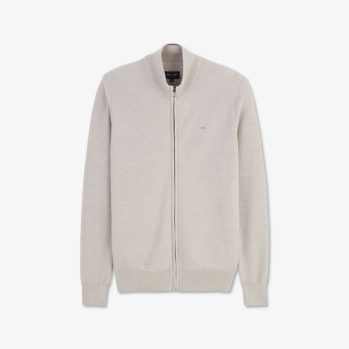 Eden Park Grey Seed Stitch Full-Zip Jumper