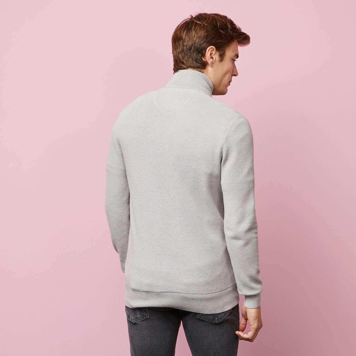 Eden Park Grey Seed Stitch Full-Zip Jumper