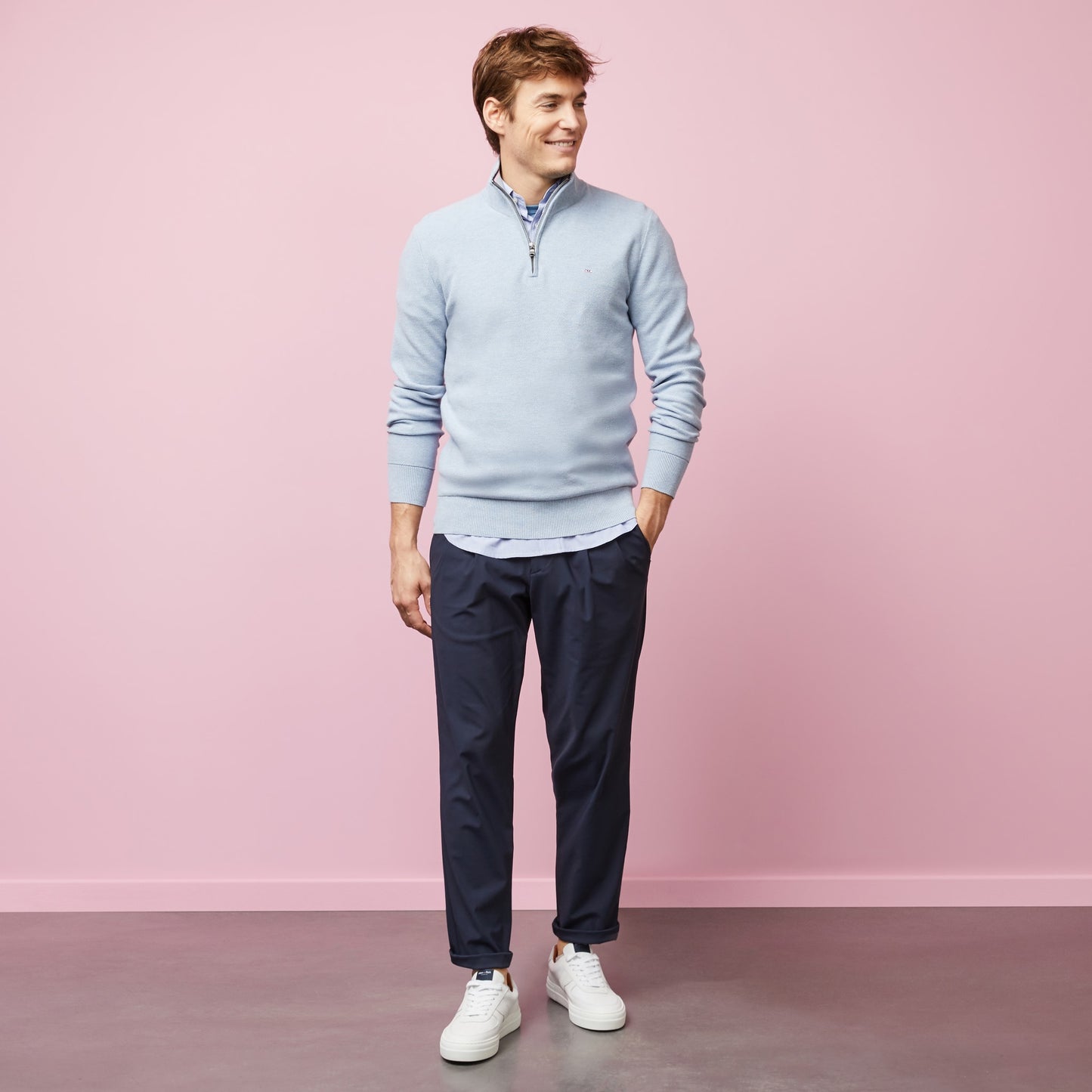 Eden Park Light Blue Half-Zip Jumper