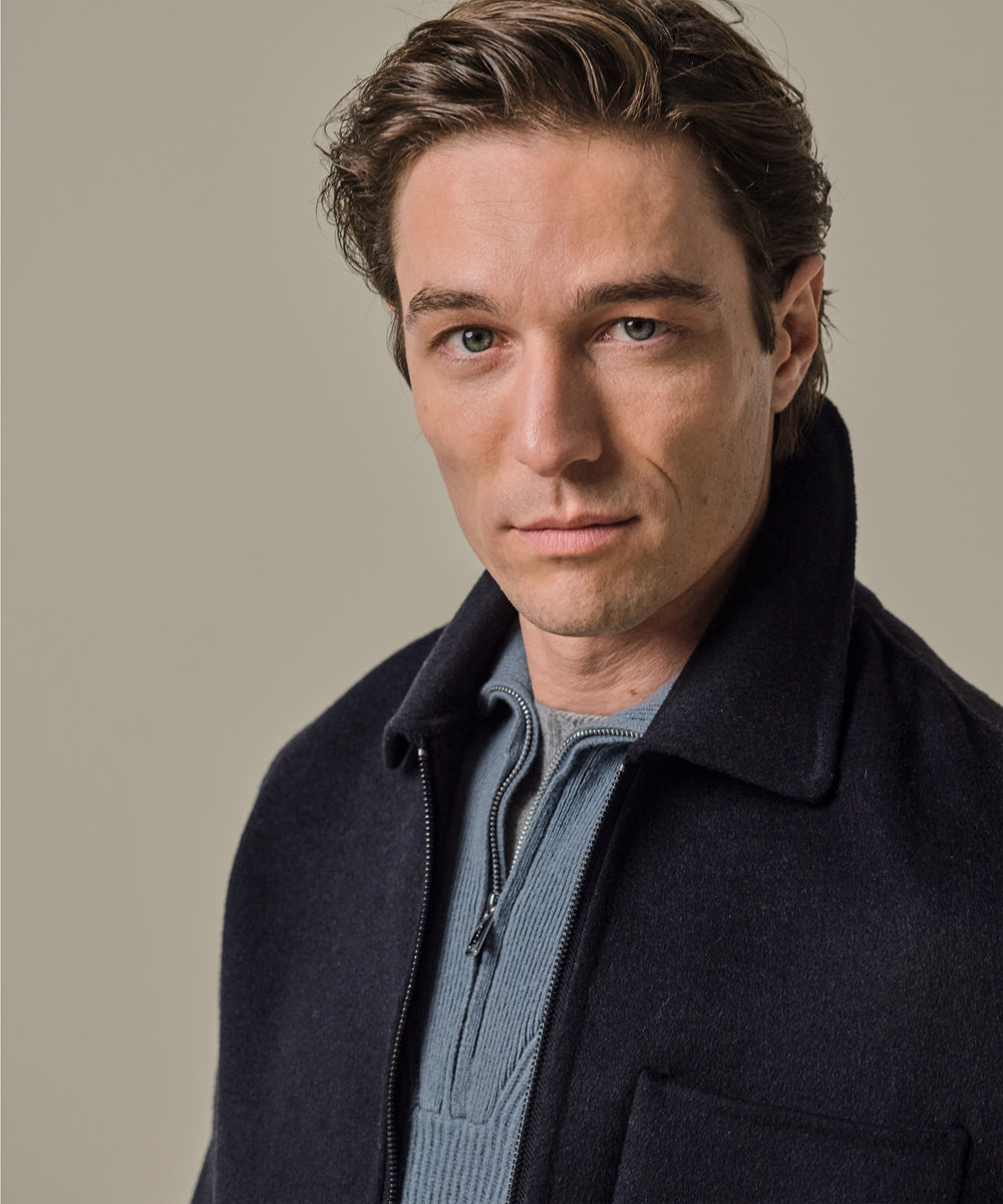 Profuomo Navy Wool Zip Jacket