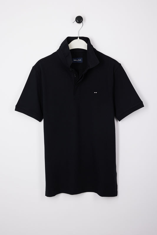 Eden Park Plan de Jeu Short Sleeve Polo - Black - photo 2
