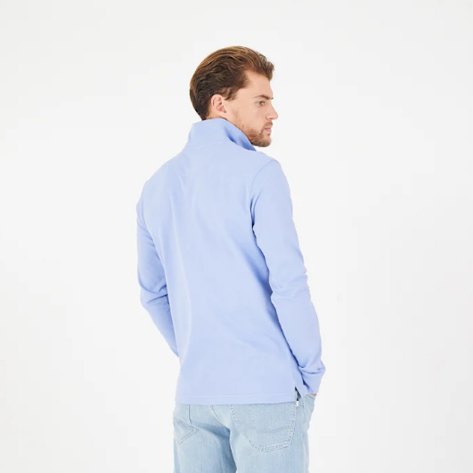 Men’s Light Blue Organic Cotton Long Sleeve Polo shirt from Eden Park Paris available at StylishGuy Menswear Dublin