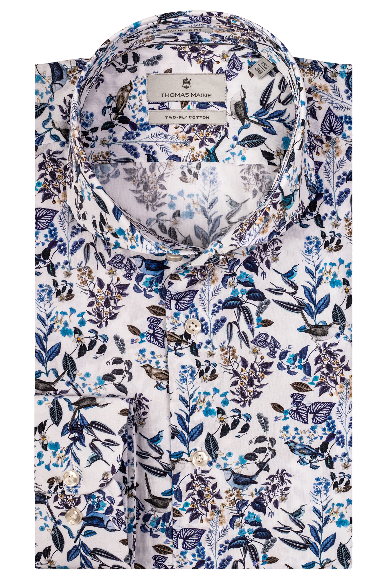 Thomas Maine BARI Blue Print Cotton Shirt