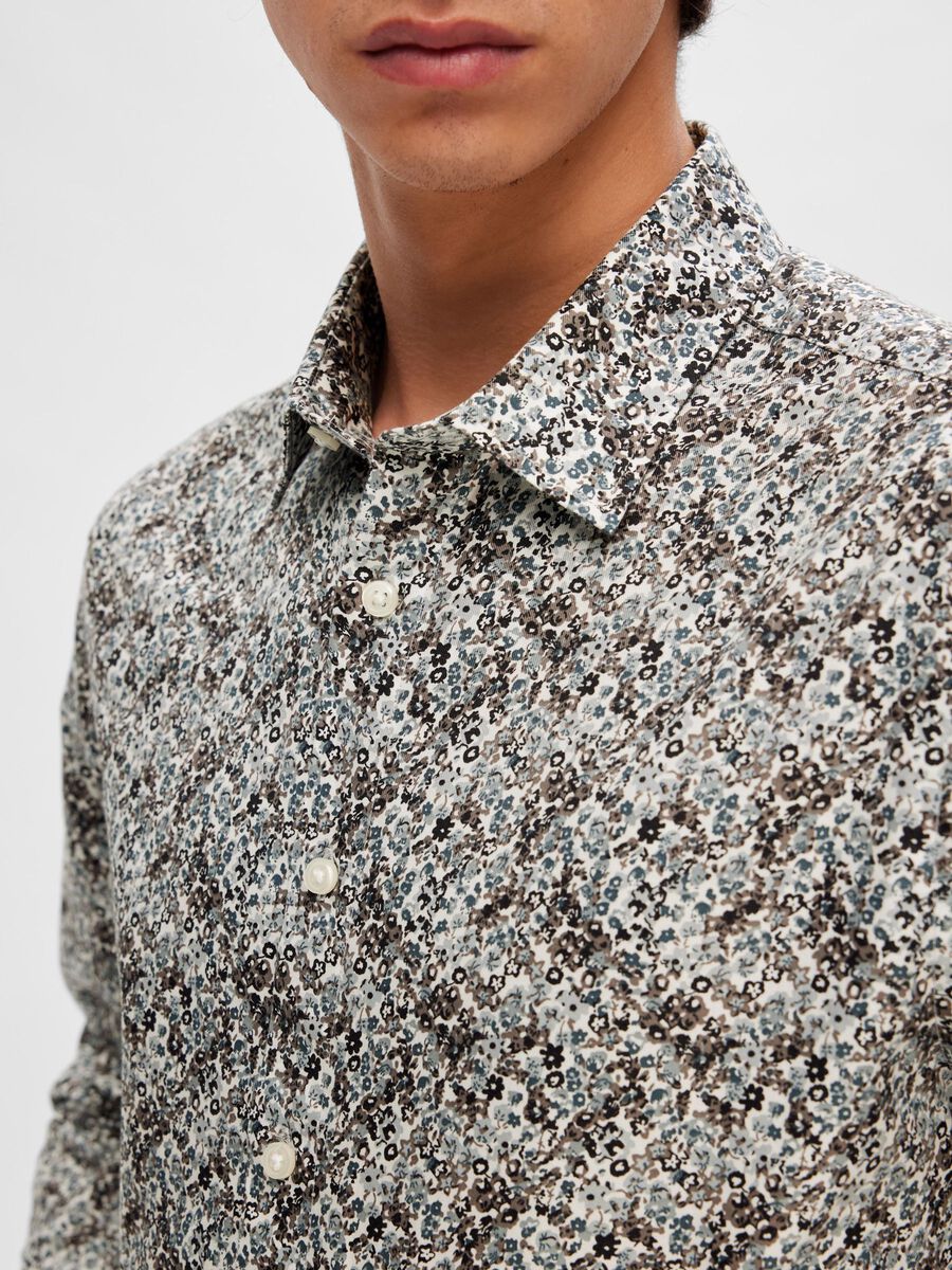 SELECTED Dark Floral Classic Cotton Shirt