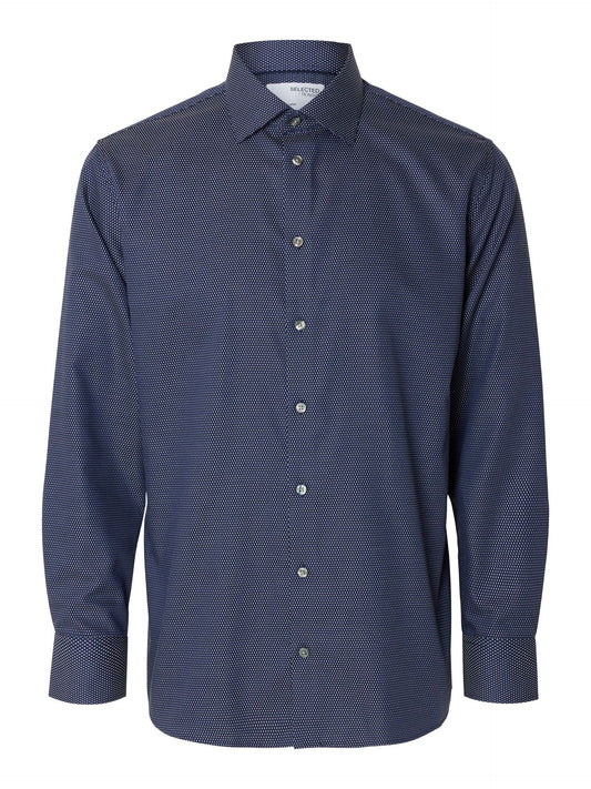 SELECTED Navy Cotton Twill Shirt