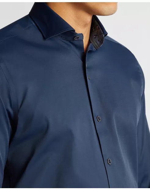 Remus Uomo Navy Long Sleeved Semi Formal Shirt