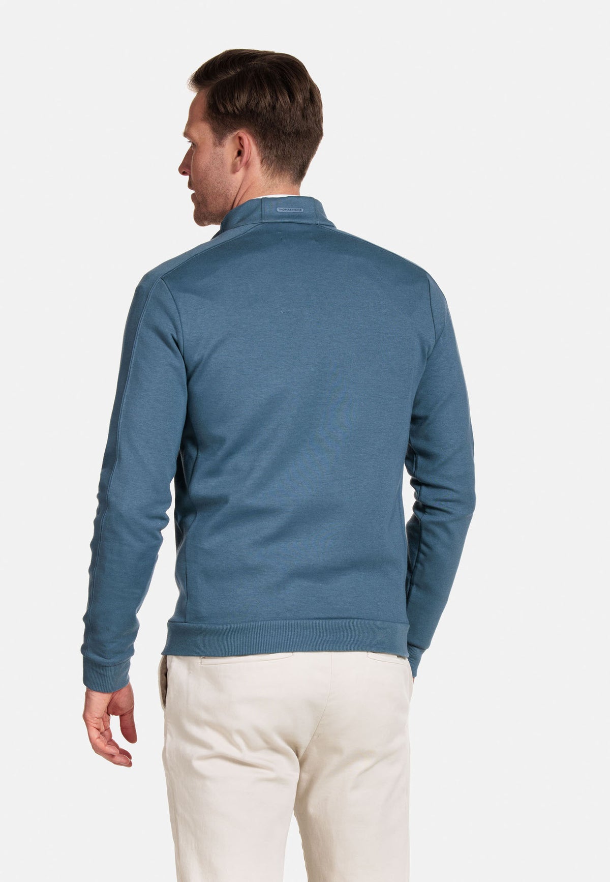 Thomas Maine Denim Blue Half Zip Jumper