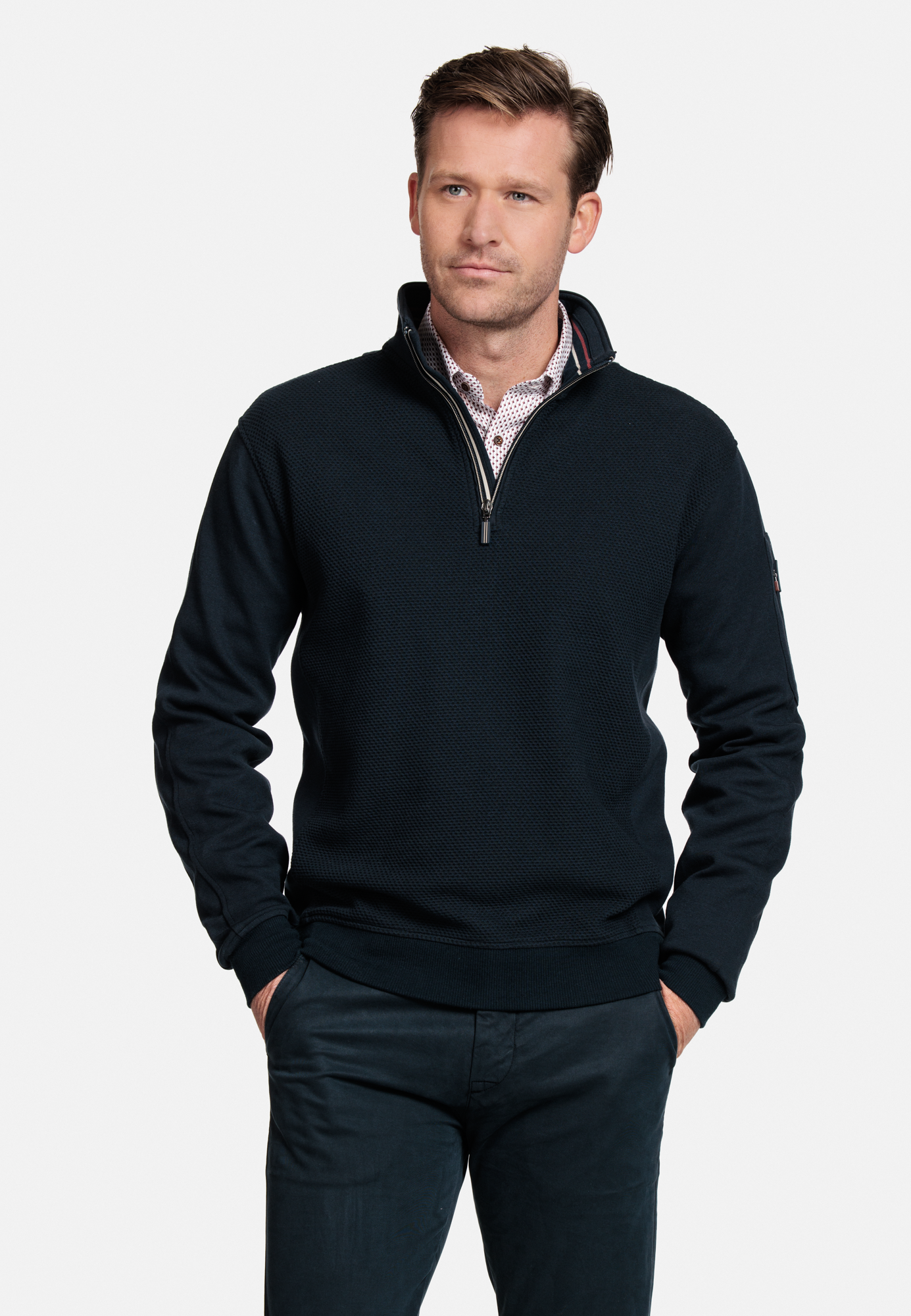 Baileys Dark Navy Half Zip Jumper