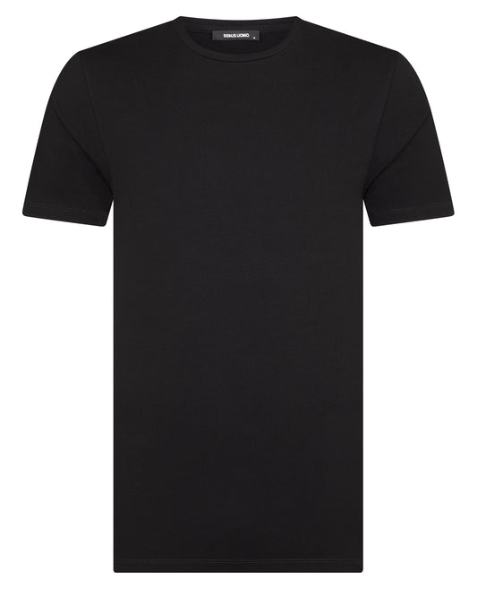Remus Uomo Tapered Fit Black Cotton T-Shirt