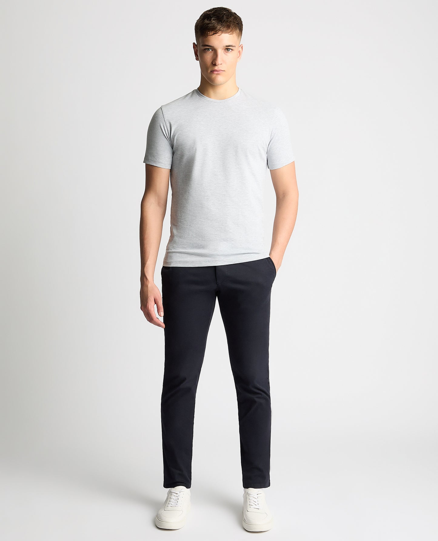 Remus Uomo Tapered Fit Grey Cotton T-Shirt