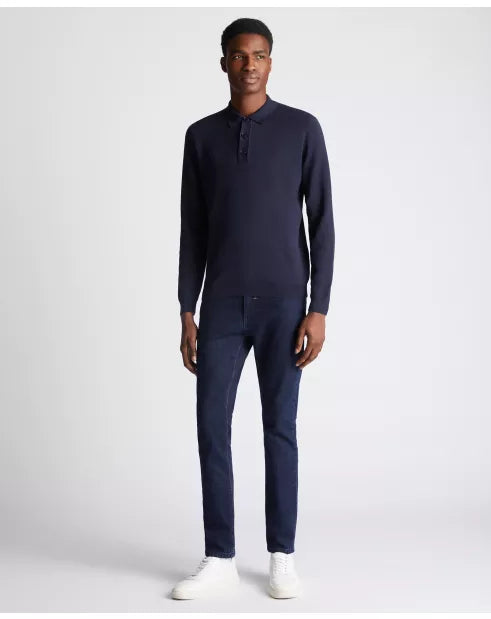 Remus Uomo Navy Cotton 3 Button Jumper