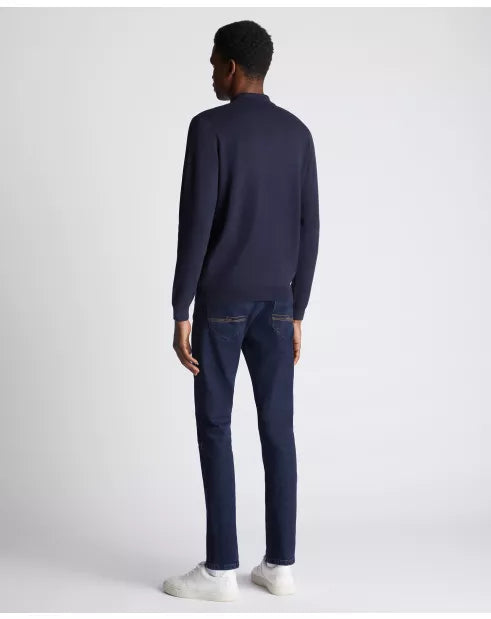 Remus Uomo Navy Cotton 3 Button Jumper