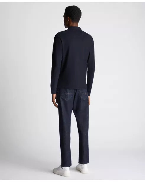 Remus Uomo Navy Long Sleeve Cotton Polo