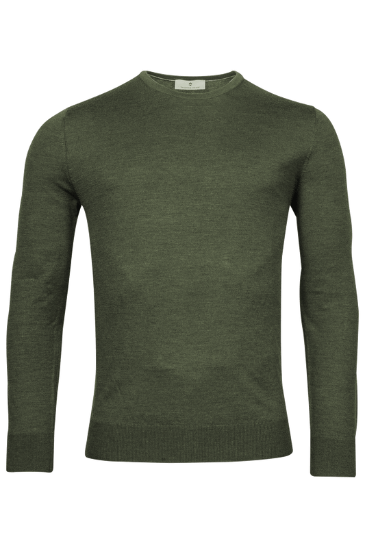 Thomas Maine Khak Round Neck Merino Wool Jumper