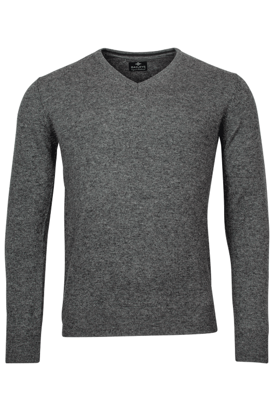 Baileys Antracite V Neck Lambswool Jumper