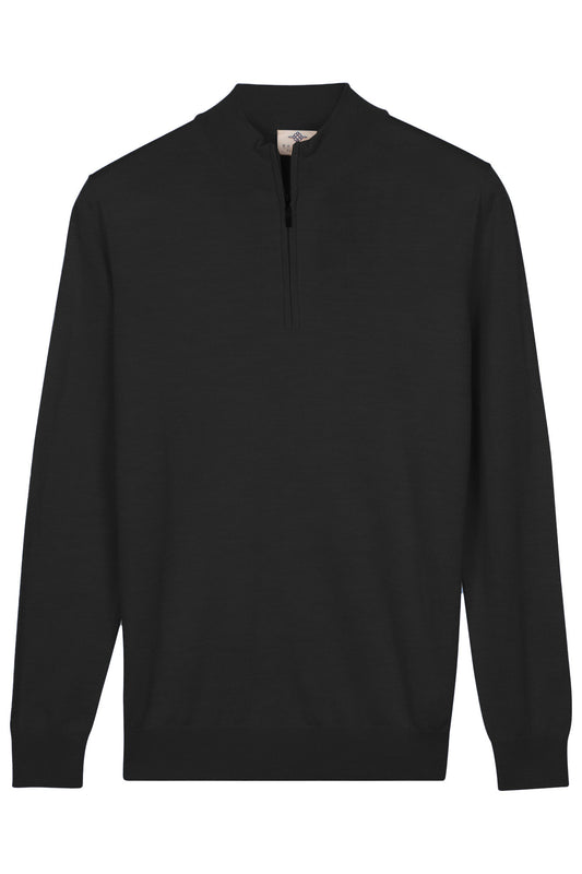 Baileys Black Merino Wool Half Zip Jumper