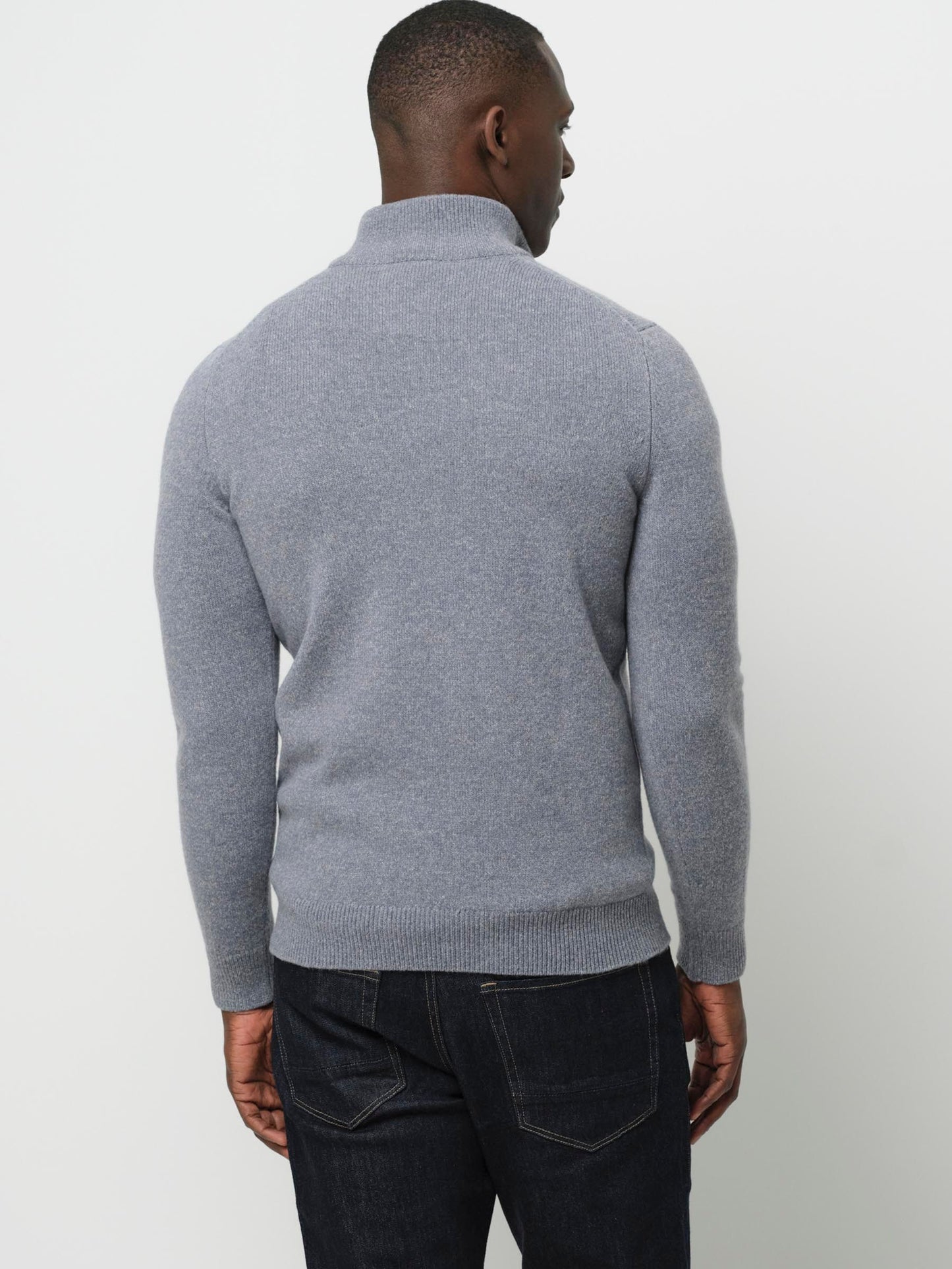 Half Zip Pullover Wool Blend Blue