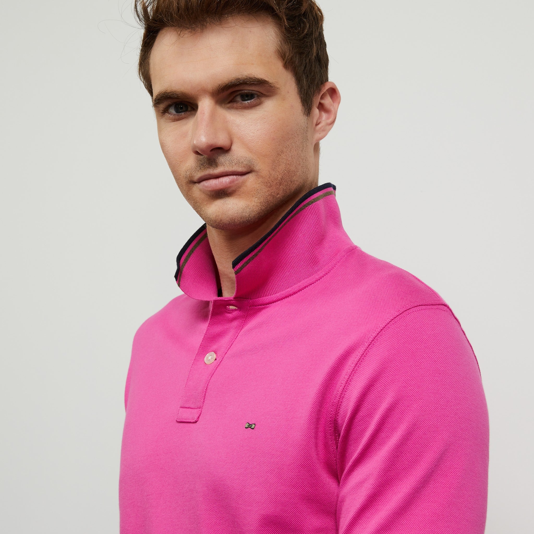 Mens pink clearance striped polo shirt