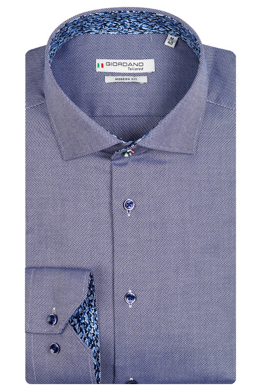 Giordano Dark Blue Melange Luxury Cotton Shirt