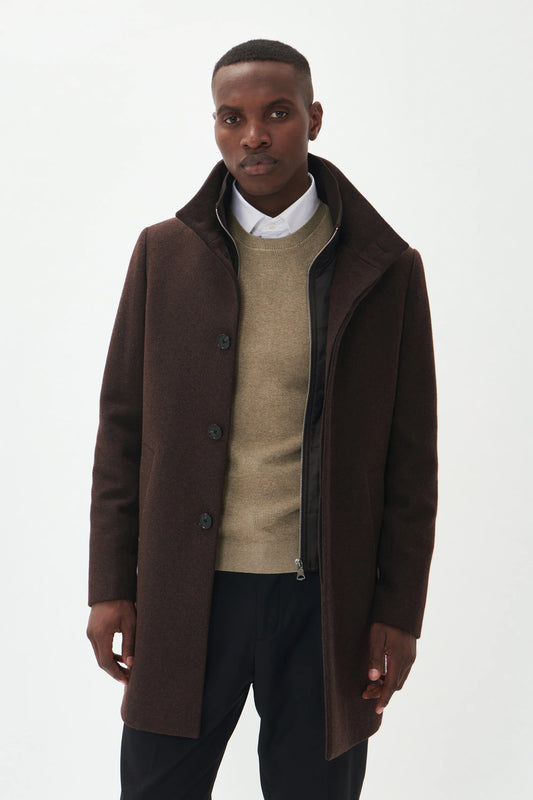 Matinique Harvey Wool Overcoat Espresso