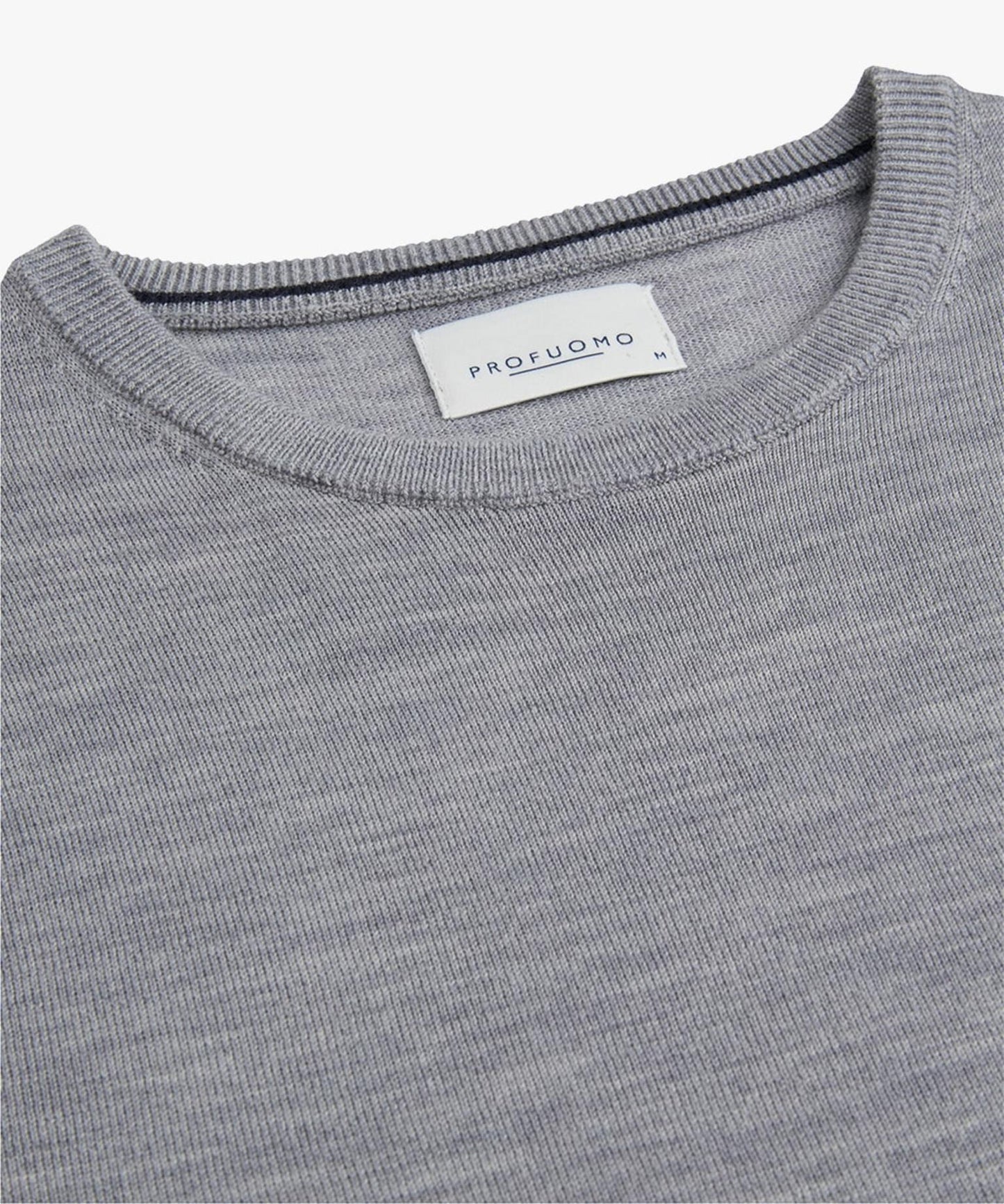 Profuomo Grey Merino Classic Round-Neck Jumper