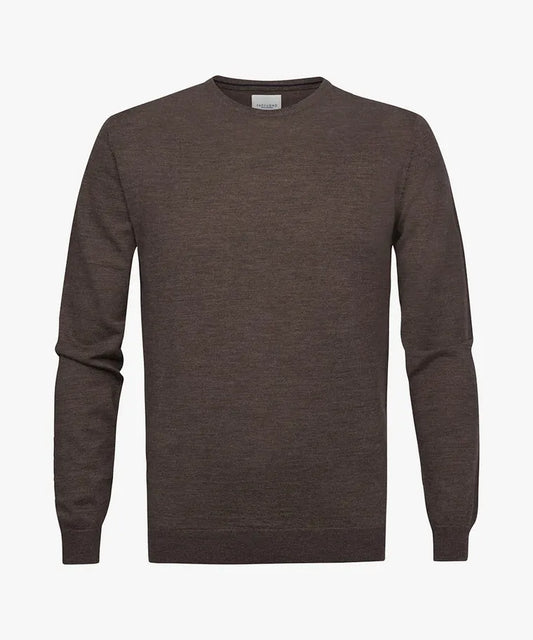 Profuomo Taupe Merino Classic Round-Neck Jumper