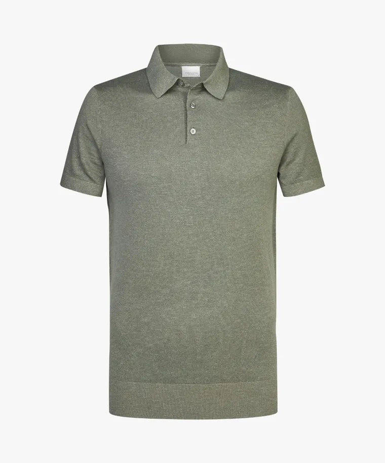 Profuomo Green Cotton Linen Poloshirt