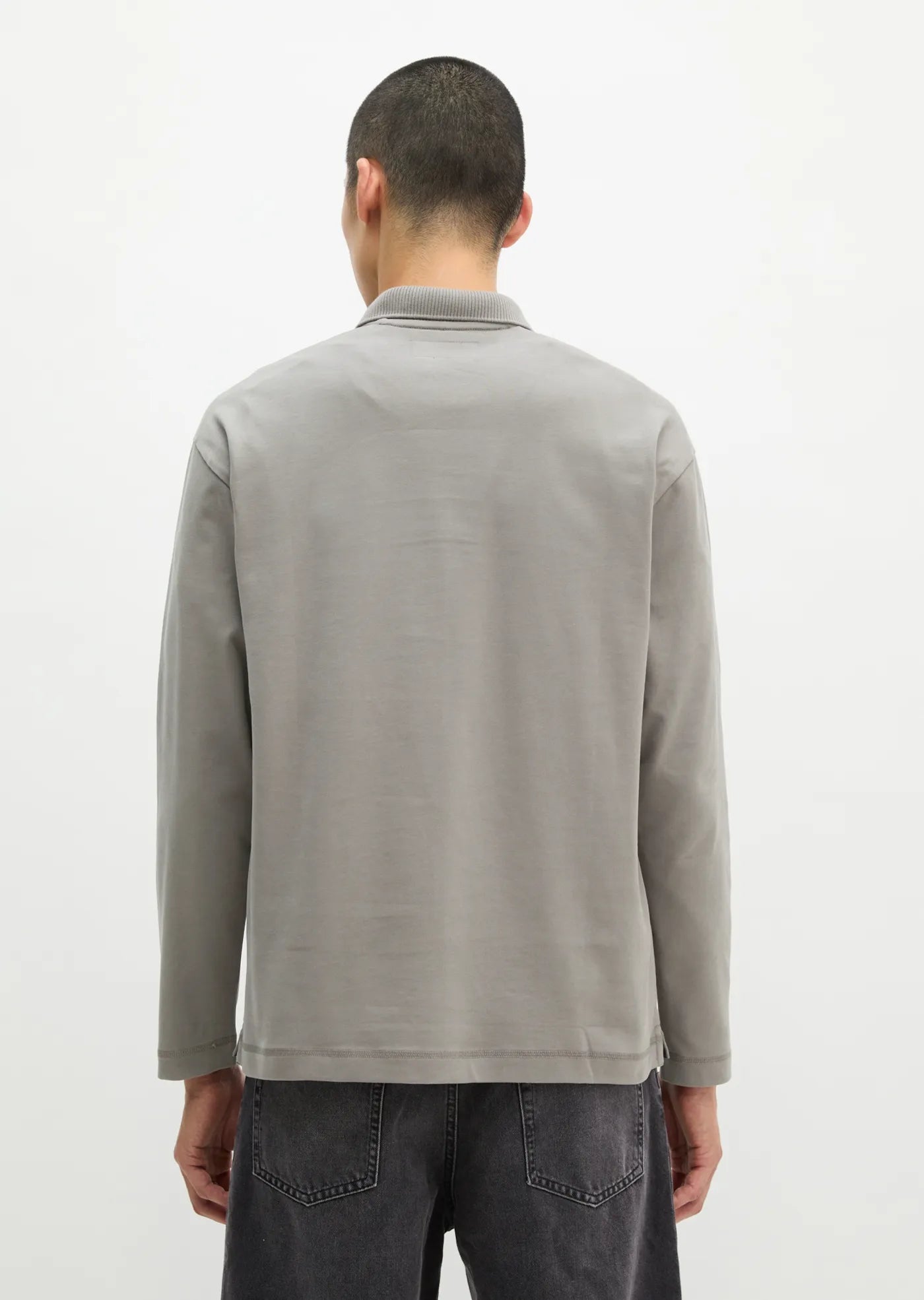 Marc O'Polo Relaxed Long Sleeve Polo In Graphite