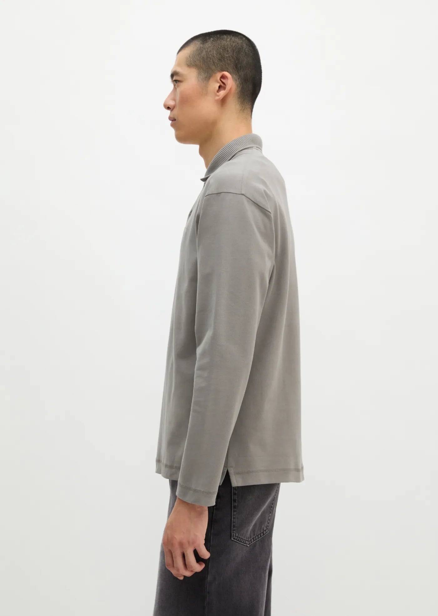 Marc O'Polo Relaxed Long Sleeve Polo In Graphite