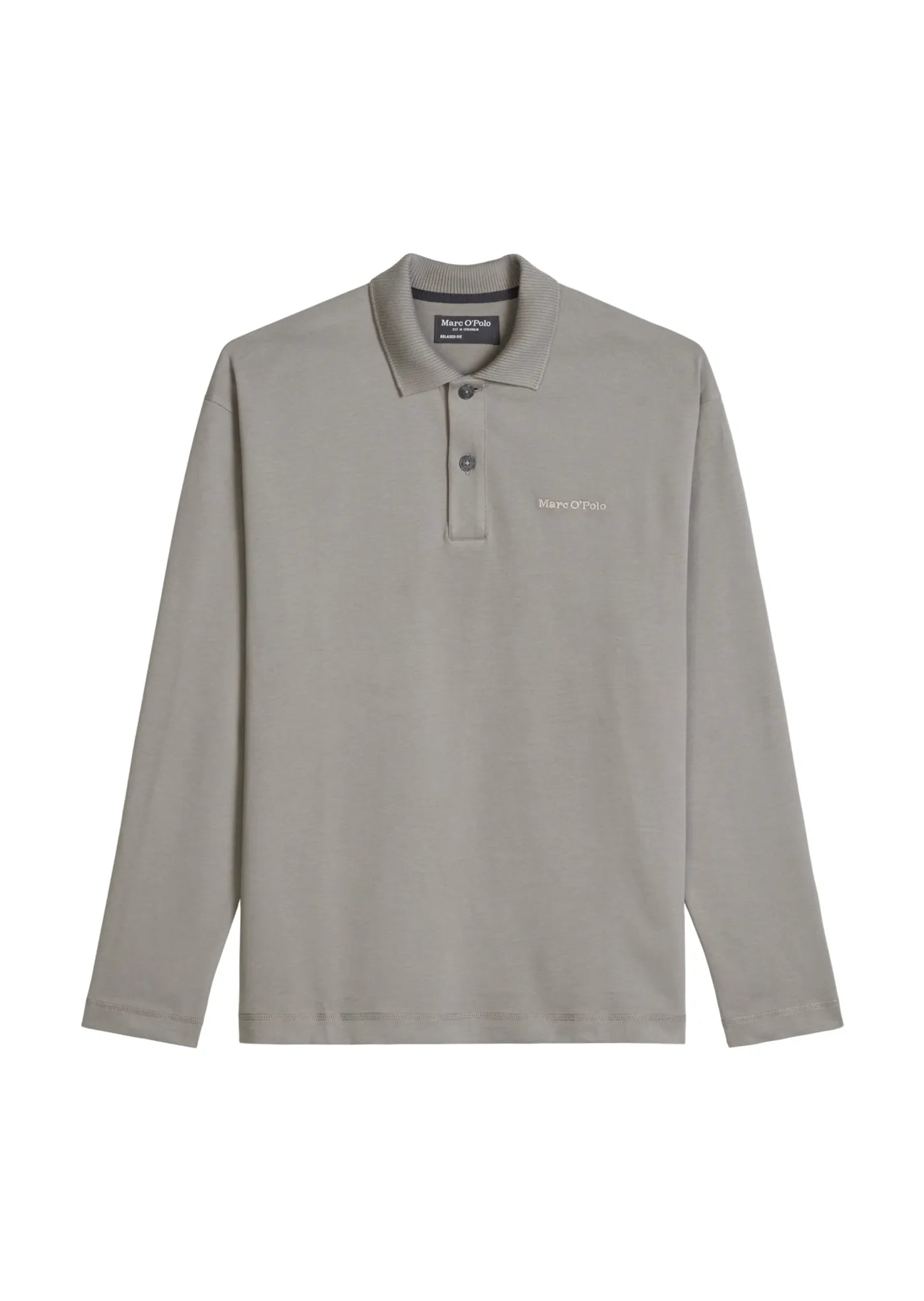 Marc O'Polo Relaxed Long Sleeve Polo In Graphite