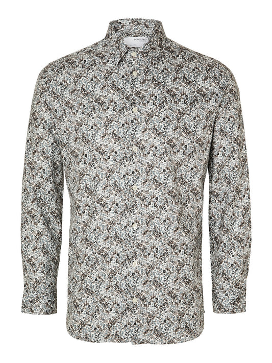 SELECTED Dark Floral Classic Cotton Shirt