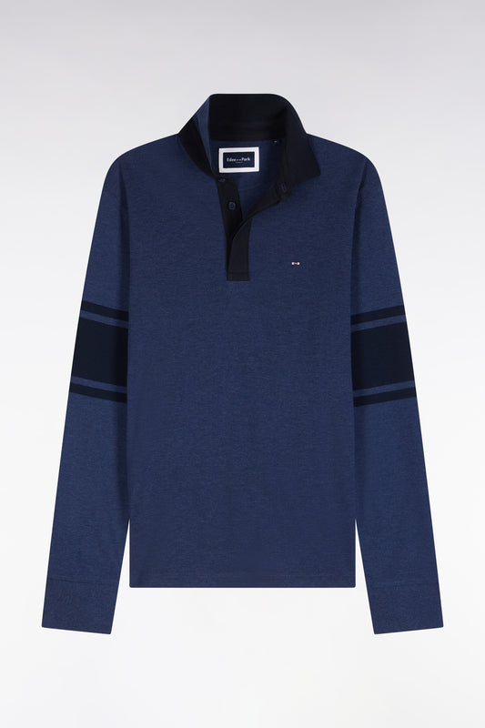 Eden Park Jouer des Coudes Long Sleeve Polo - Dark Blue Marl - photo 1