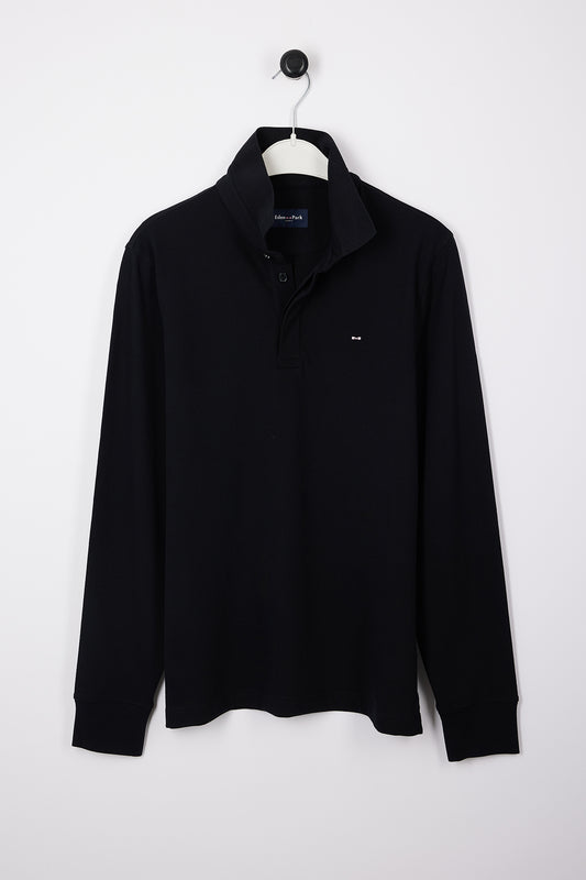 Eden Park Plan de Jeu Long Sleeve Polo - Black - photo 2