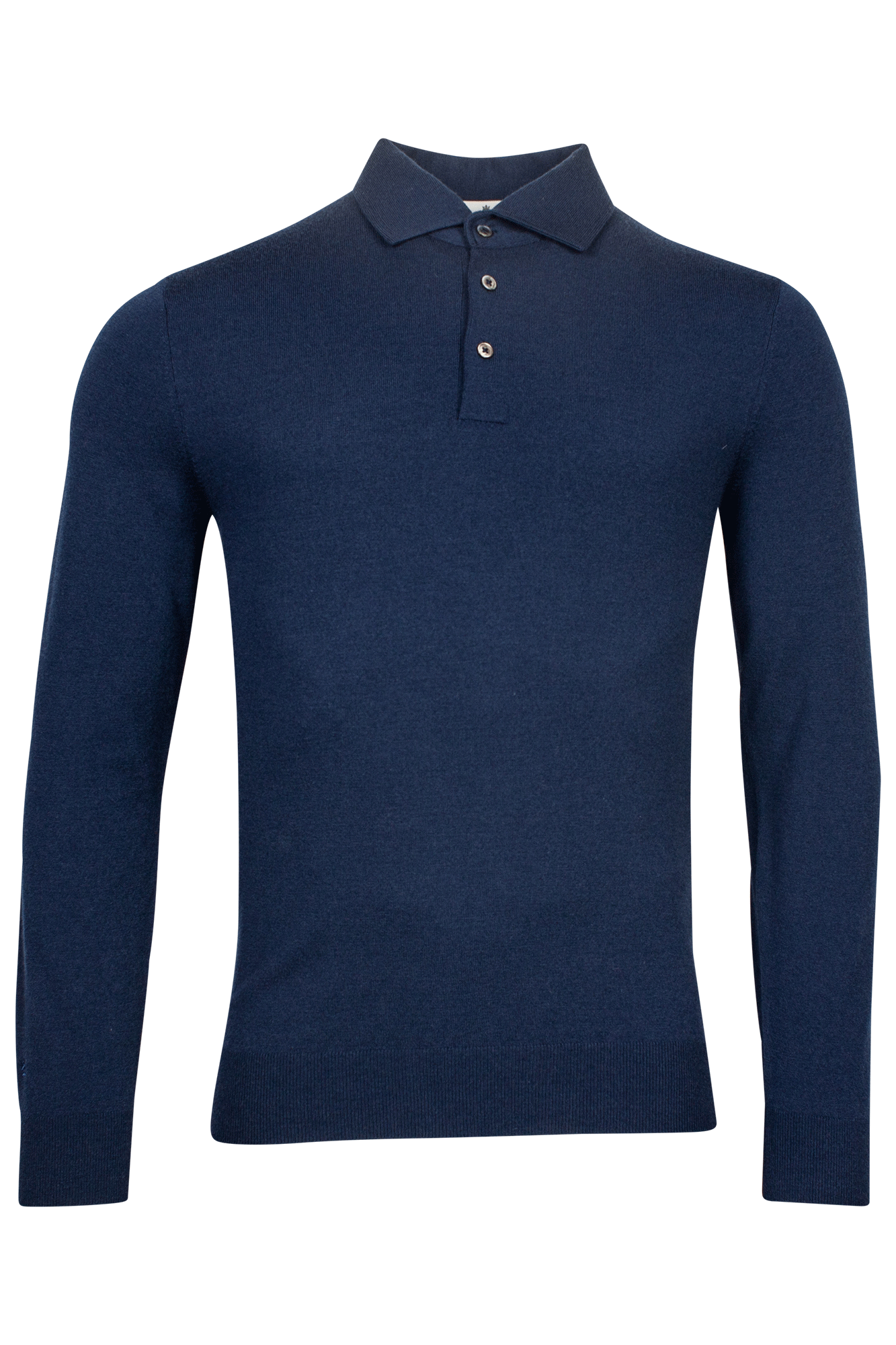 Thomas Maine Blue Merino Wool Polo With Collar