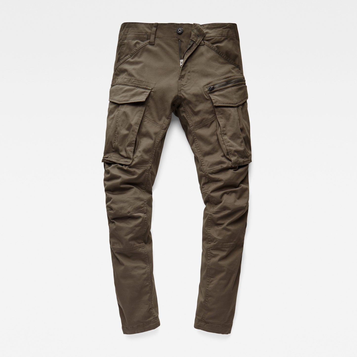 G-Star RAW Straight Tapered Khaki Green Cargo Pants with huge pockets and a soft cotton lining, available at StylishGuy Menswear Dublin.