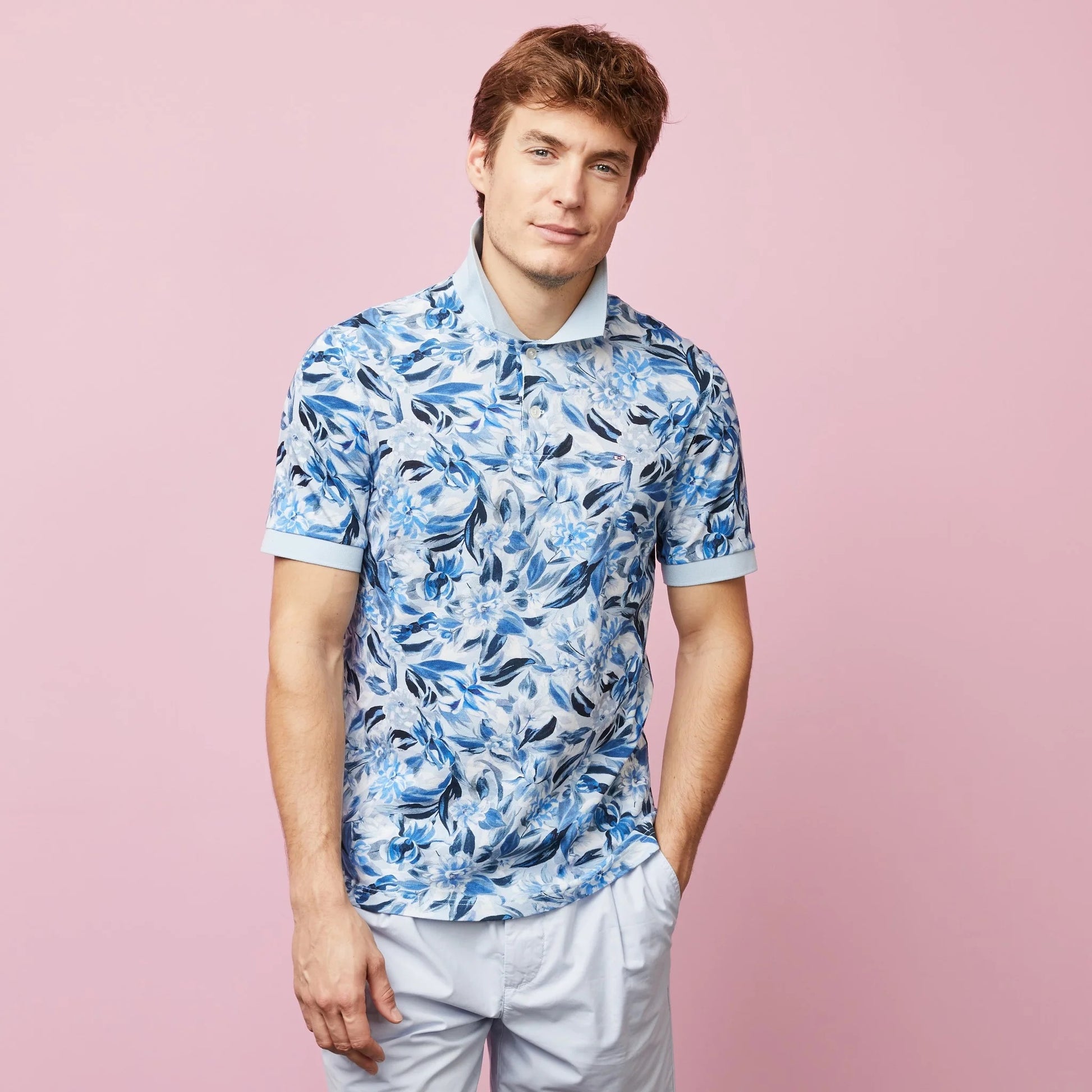 Eden Park Blue Floral Cotton Polo – StylishGuy Menswear