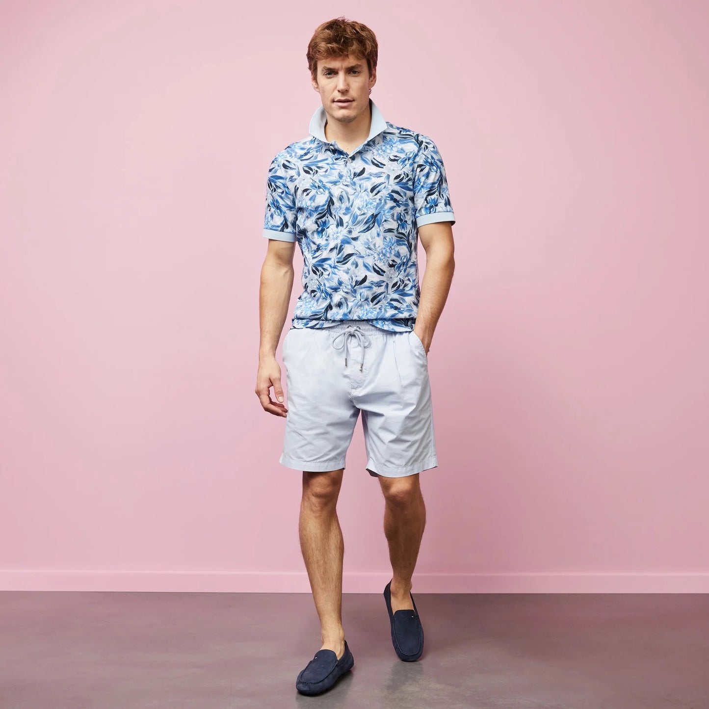 Eden Park Blue Floral Cotton Polo