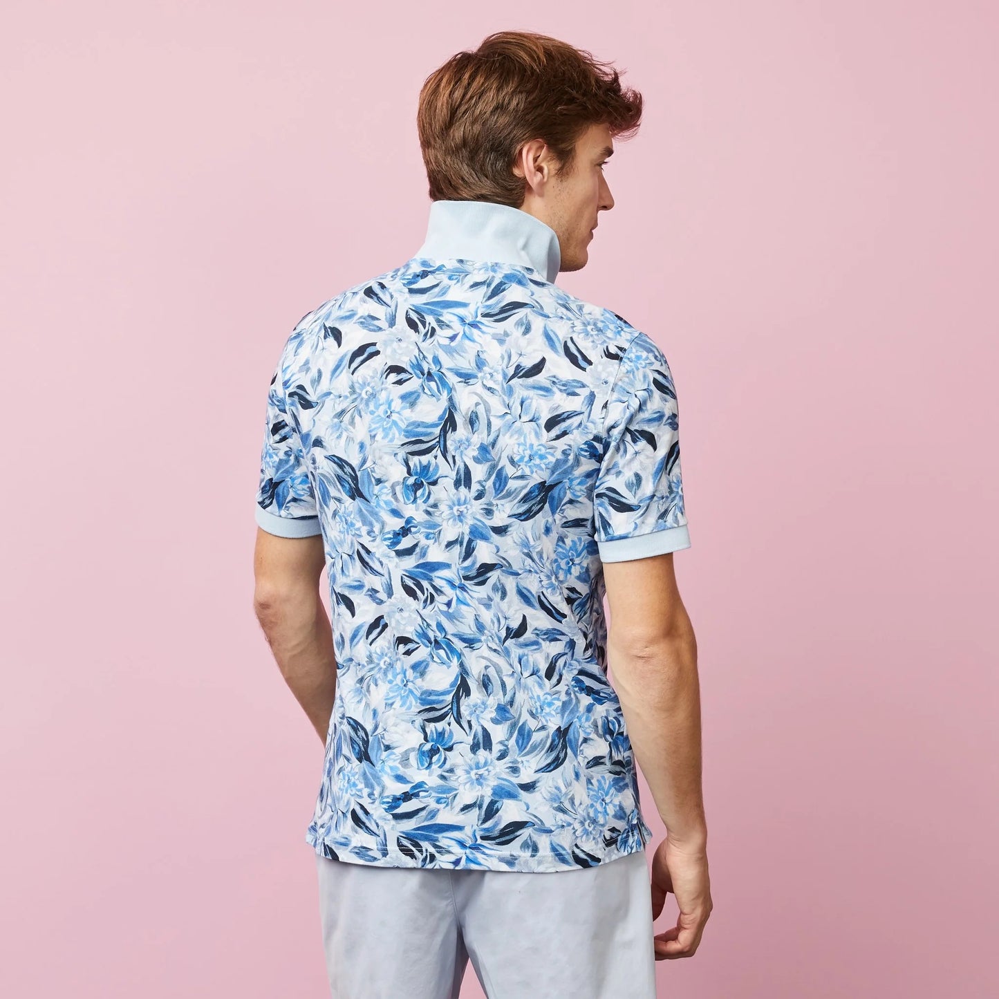 Eden Park Blue Floral Cotton Polo