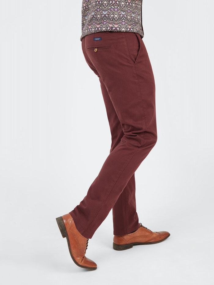 Men's Burgundy Wine Cotton Twill Chinos from Mish Mash Jeans at StylishGuy Menswear Dublin
