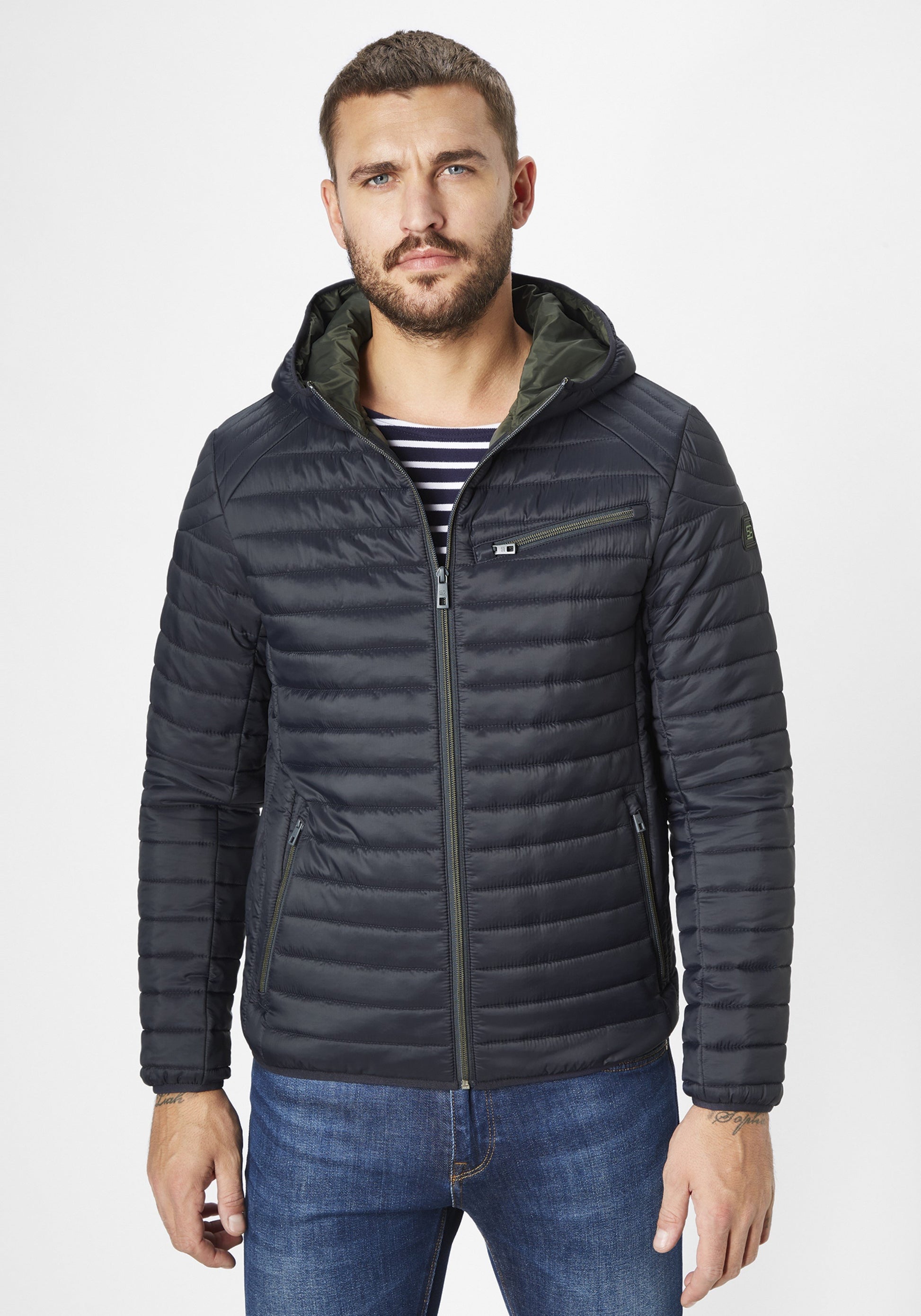 Navy Quilted Goodguy jacket with hood from German brand S4 at StylishGuy Menswear Dublin