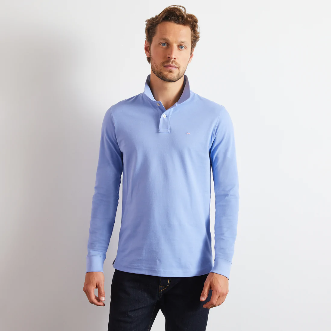 Eden Park Light Blue Long Sleeve Polo